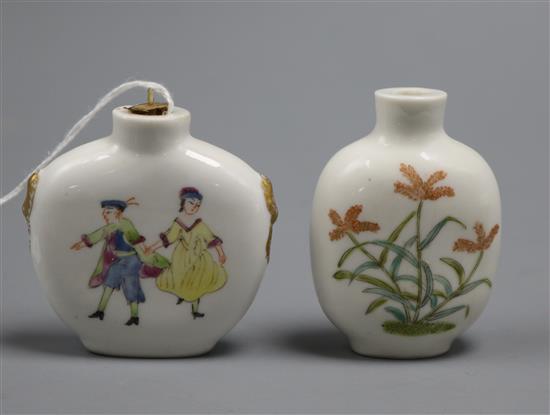 Two Chinese porcelain snuff bottles